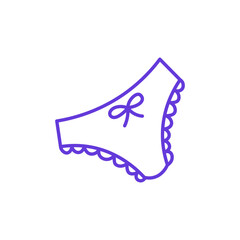 Underwear Icon. Thin Line Illustration of Womens Panties with Bow and Lace Trim, Pictogram of Lingerie and Intimate Apparel, Symbol of Comfort, Style and Sexy Underwear.