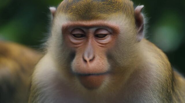 Realistic video portrait of a primate, highlighting authentic facial features and detailed fur clarity with dramatic lighting.