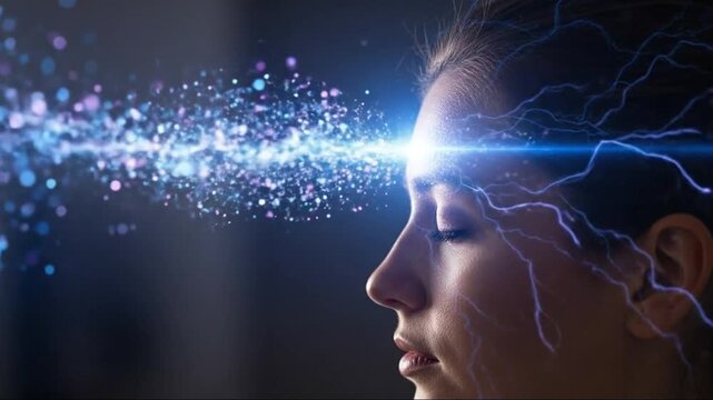 Woman's Third Eye Opens with Cosmic Energy, Enlightenment, and Psychic Power