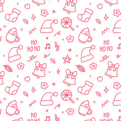 handdrawn christmas doodle  illustrations Icons Repeating Pattern