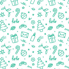 handdrawn christmas doodle  illustrations Icons Repeating Pattern