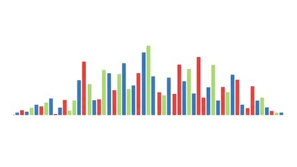 Multicolored bar graph with various heightened bars