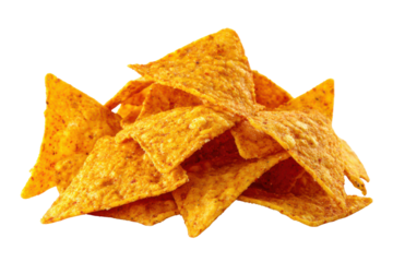 Pile of golden yellow corn tortilla chips on a black background snack food