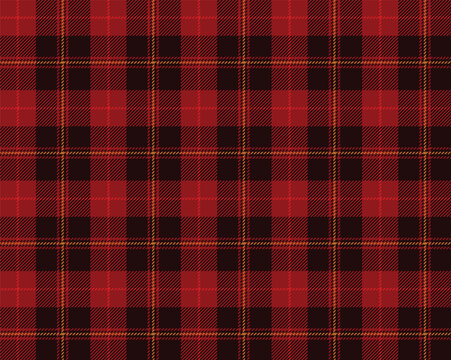 Tartan plaid seamless pattern vector, red black and bold yellow new year holiday check seamless background for party decorations, textile prints