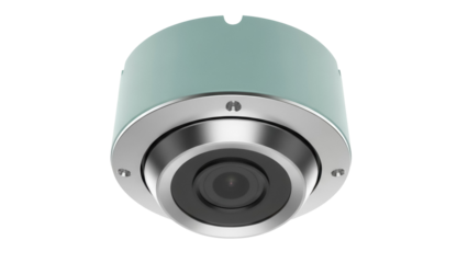 Modern dome security camera isolated PNG, surveillance system for home or business security on transparent background