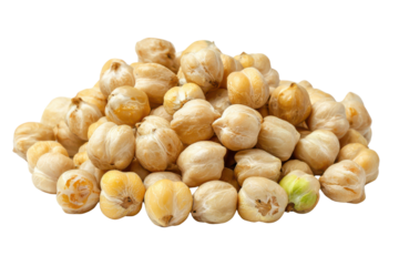 Pile of dried chickpeas with light brown and beige tones on black background legume pulse
