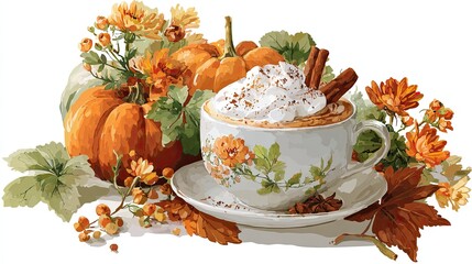 Pumpkin-infused cappuccino with whipped cream and cinnamon