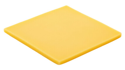 Square yellow cheese slice isolated PNG, processed cheese single on transparent background for...
