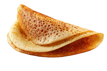Golden brown crepe folded in half with visible air bubbles on black background pancake food