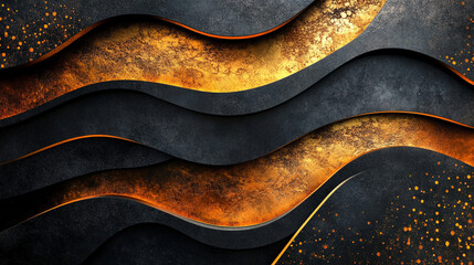 Luxury gold abstract on a dark background with gradient and subtle grain texture, creating a modern, elegant, and sophisticated backdrop suitable for design and digital projects.