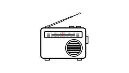Vintage radio with antenna on top isolated on transparent background