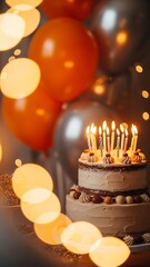 Birthday celebration with cake and balloons