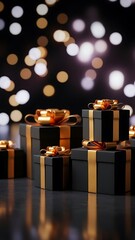 Elegant gift presentation with bokeh lights background for special occasions