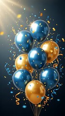 Vibrant blue and gold balloons celebration