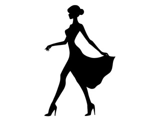 black silhouette of a woman walking gracefully, vector illustration 3
