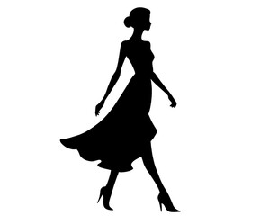 black silhouette of a woman walking gracefully, vector illustration 4
