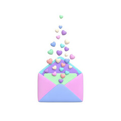 Colorful hearts and shapes spilling out of an envelope