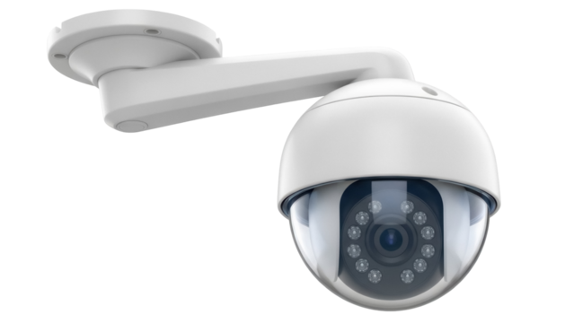 Dome security camera PNG isolated on transparent background, surveillance system for home and business safety - Powered by Adobe