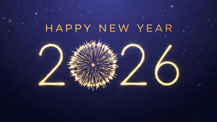 New Year's Celebration with Fireworks at Night