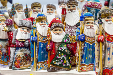 Traditional Christmas souvenir nutcrackers sold on Christmas market