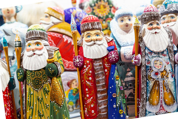 Traditional Christmas souvenir nutcrackers sold on Christmas market