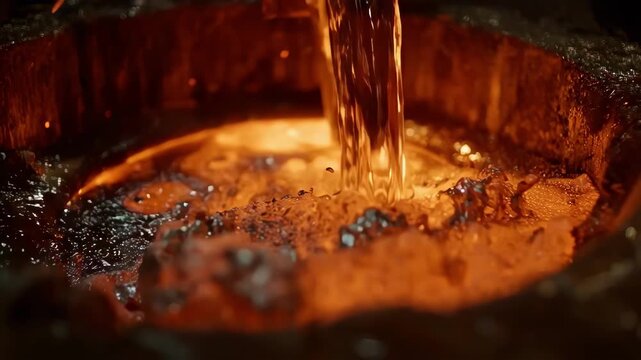 Focused medium shot capturing molten metal being rapidly cooled in a water quenching bath to enhance hardness and strength of the metal component.