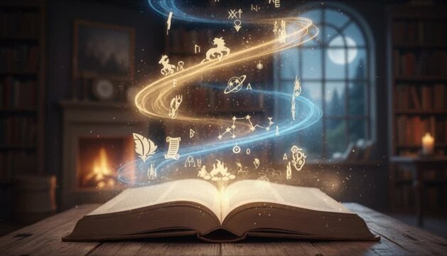 open book with magical light effects for storytelling inspiration perfect for international day of education