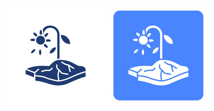 Drought Glyph , Two-tone color and contrasting background icon illustration