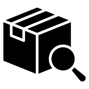 shipping package with magnifier search glyph icon