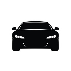 Obraz premium A sleek black silhouette of a modern sports car with visible headlights and a low profile design is prominently displayed