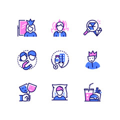 Psychology concept - line design style icons set