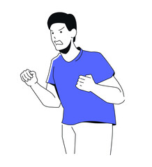 Angry Male - colorful flat design illustration