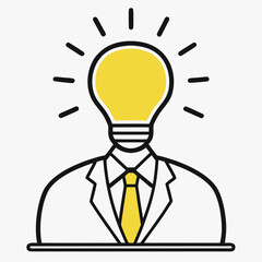 Innovation Concept With Lightbulb Head, Business Strategy And Creative Thinking Vector Illustration