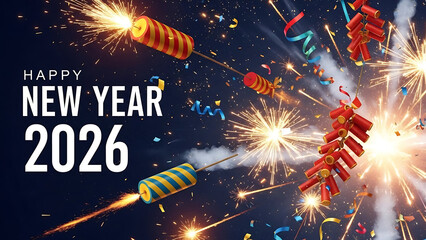 Vibrant fireworks illuminate the night sky with sparkling celebrations on New Year's Eve