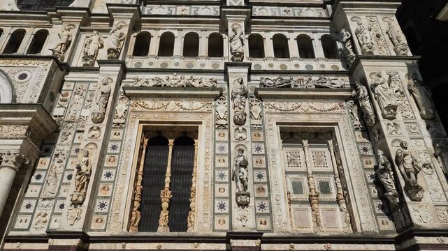 Architectural details on La certosa basilic in Pavia, Lombardy, Italy