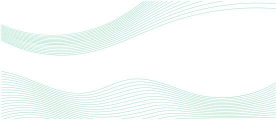 Abstract flowing light green wavy lines on white background digital art