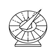 Classic sundial time measurement device in crisp black