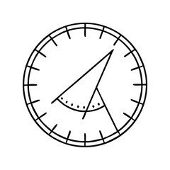 Hand-drawn sundial with gnomon on a clean white background