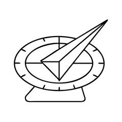 Line art of a directional sundial or compass isolated on white.