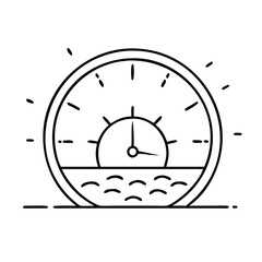 Graphic black line art gauge with indicator and liquid