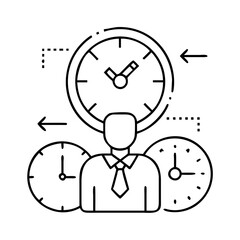 Minimalist line art depicting a person surrounded by clocks and&hellip;