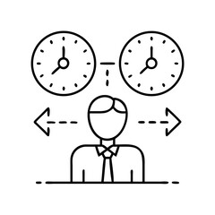 Simple line art icon of person making strategic choices with