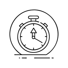 Clean black outline stopwatch icon with an arrow hand on white&hellip;