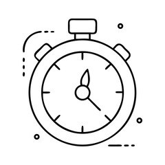 Black outline stopwatch with timing hands on white background.