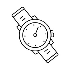 Hand-drawn outline illustration of a classic analog wristwatch