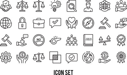 Ethics and Justice Line Icon Set. Editable line icons. Vector illustration