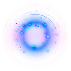 Png Technology Background Transparent with Abstract Digital Futuristic Blue HUD Circle and Cyber Connection Light Interface.