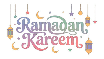Ramadan Kareem: A festive and colorful illustration celebrating the holy month, featuring traditional lanterns and crescent moons, evoking a sense of joy and reflection.