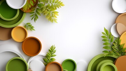 Abstract Circular Design with Flowing Shapes and Greenery Background for Modern Layouts