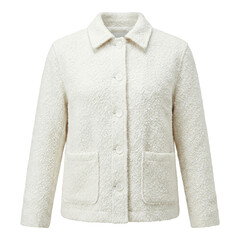 White textured fleece button-up jacket mockup © BTG